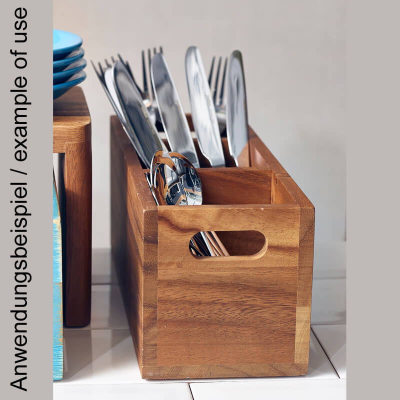 Porte-couverts à 3 compartiments, bois d'acacia - 30 x 11 x 11,5 cm Porte-couverts à 3 compartiments, bois d'acacia - 30 x 11 x 11,5 cm