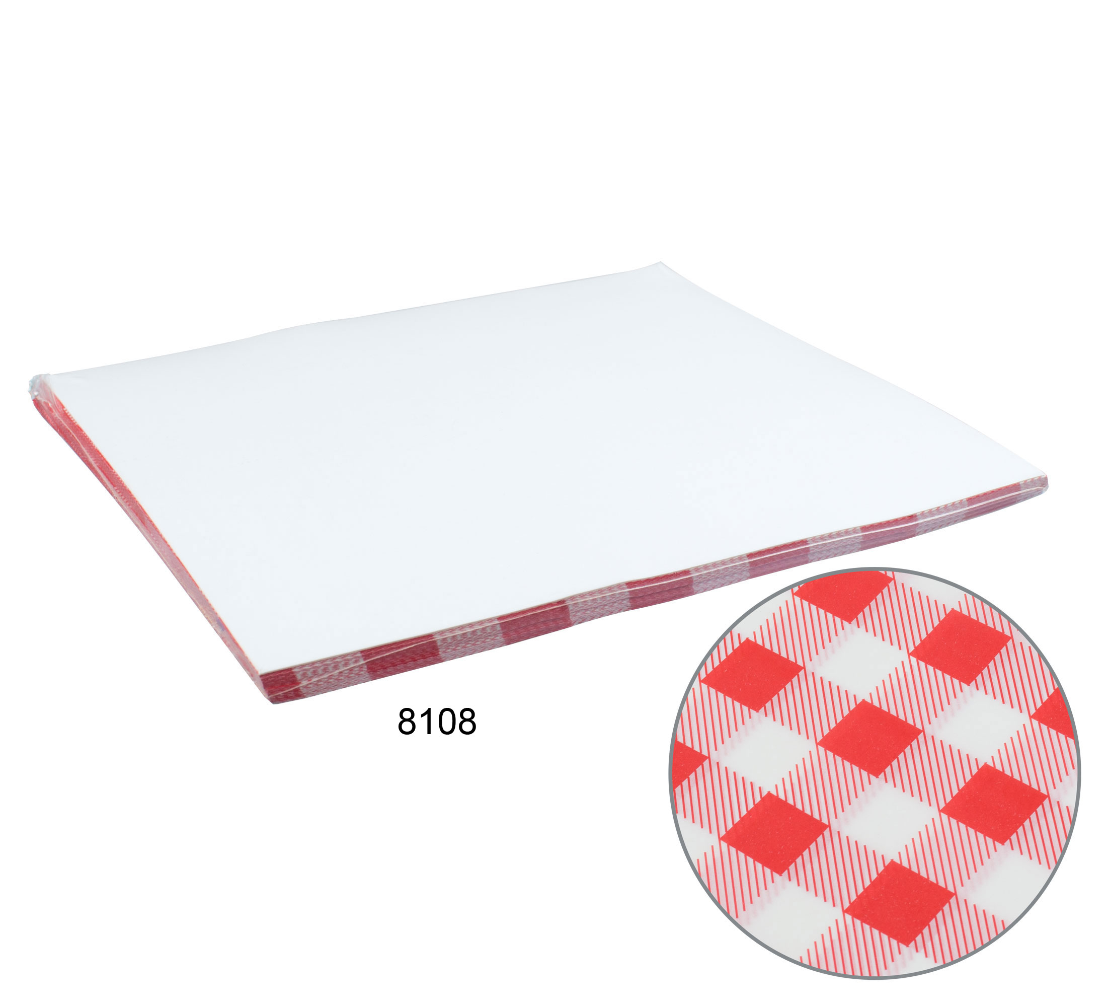 Papier d'emballage imperméable aux graisses, carreau rouge - 19x31cm (200 pcs.)