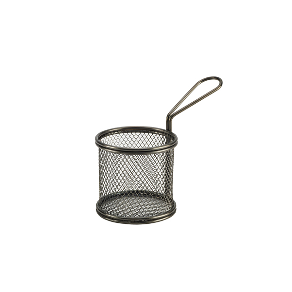 Panier de service, acier inoxydable, rond, noir - 9,3 x 9 cm (6 pièces)
