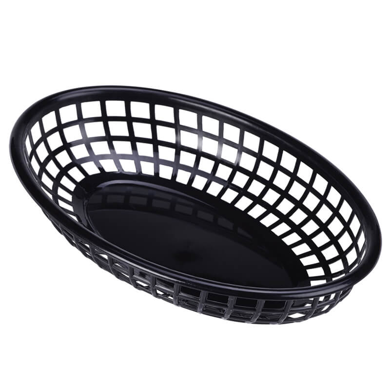 Corbeille de table / corbeille pour fast-food, PP, 23,5 x 15,4 cm - noir (6 pièces)