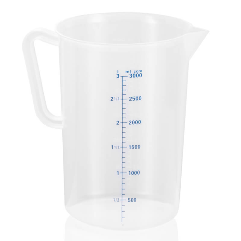 Gobelet doseur avec graduation 100 ml, polypropylène - 3 litres Gobelet doseur avec graduation 100 ml, polypropylène - 3 litres