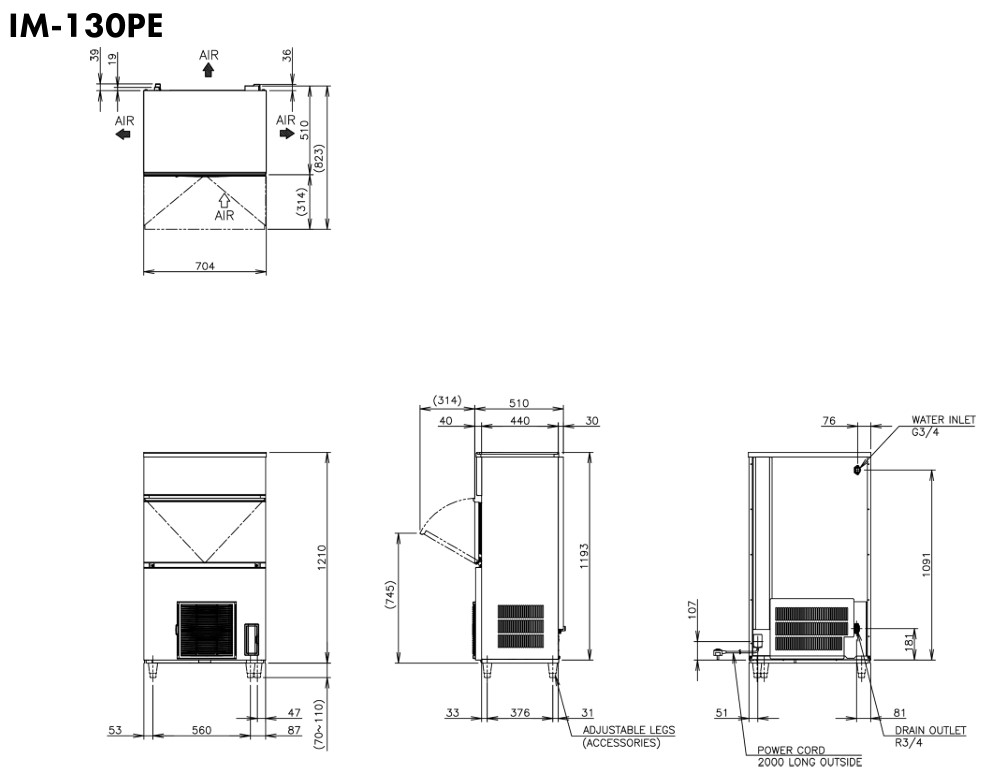 Hoshizaki IM-130PE - cube standard (28 x 28 x 32 mm) 116 kg Hoshizaki IM-130PE - cube standard (28 x 28 x 32 mm) 116 kg