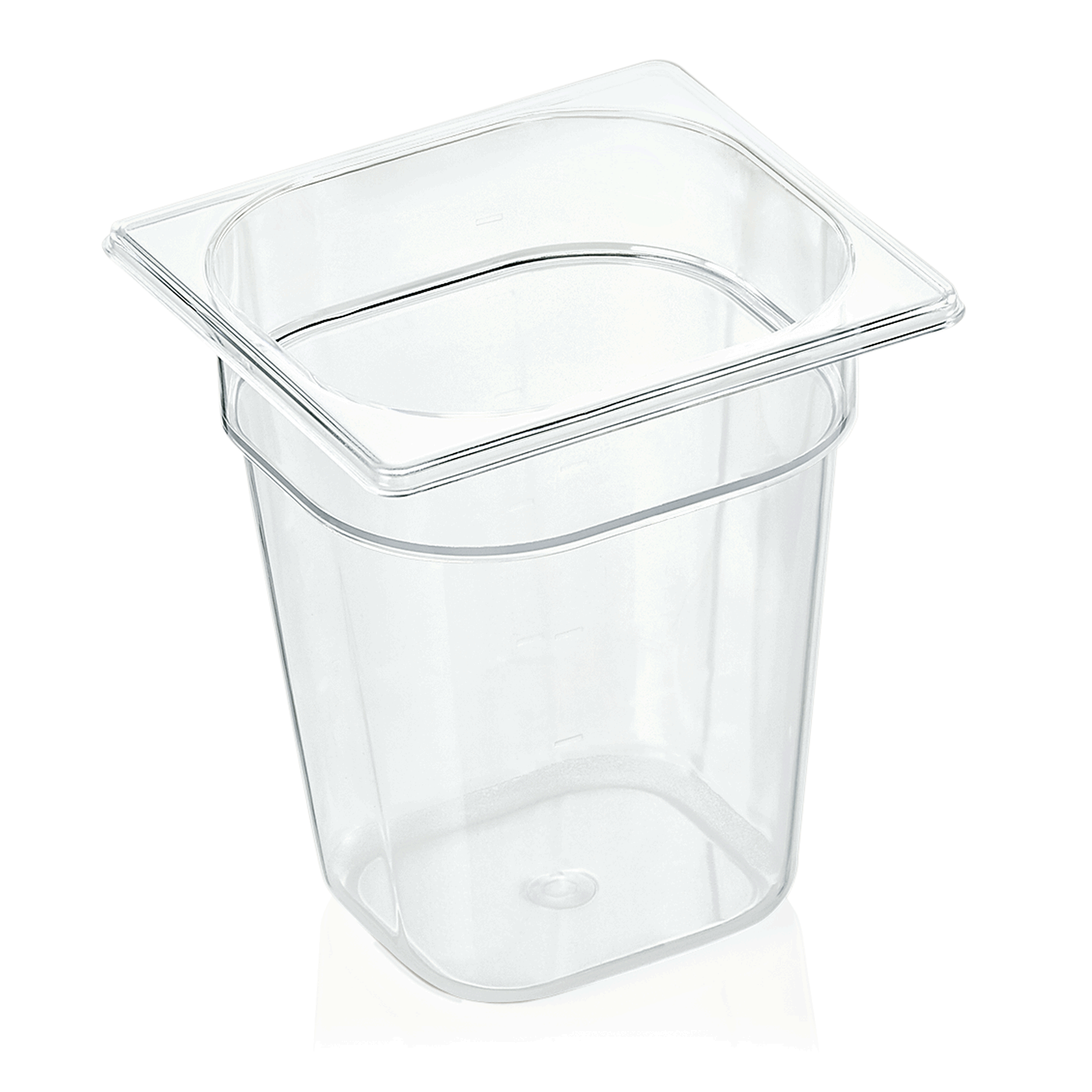 GN 1/6 récipient avec graduation, polycarbonate transparent - H 20 cm (série GN 94) GN 1/6 récipient avec graduation, polycarbonate transparent - H 20 cm (série GN 94)