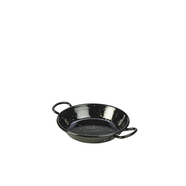 Mini-poêles à paella, émail noir - 12 cm (6 pièces)