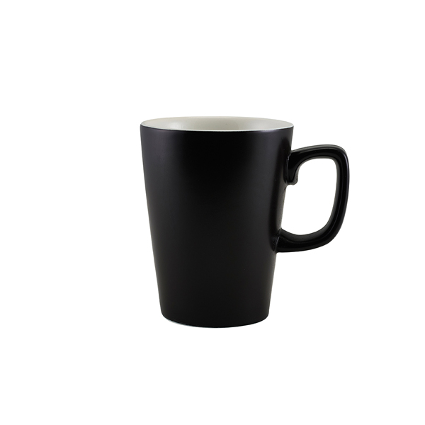 Tasses à anse en porcelaine noir mat – 340 ml (6 pcs)