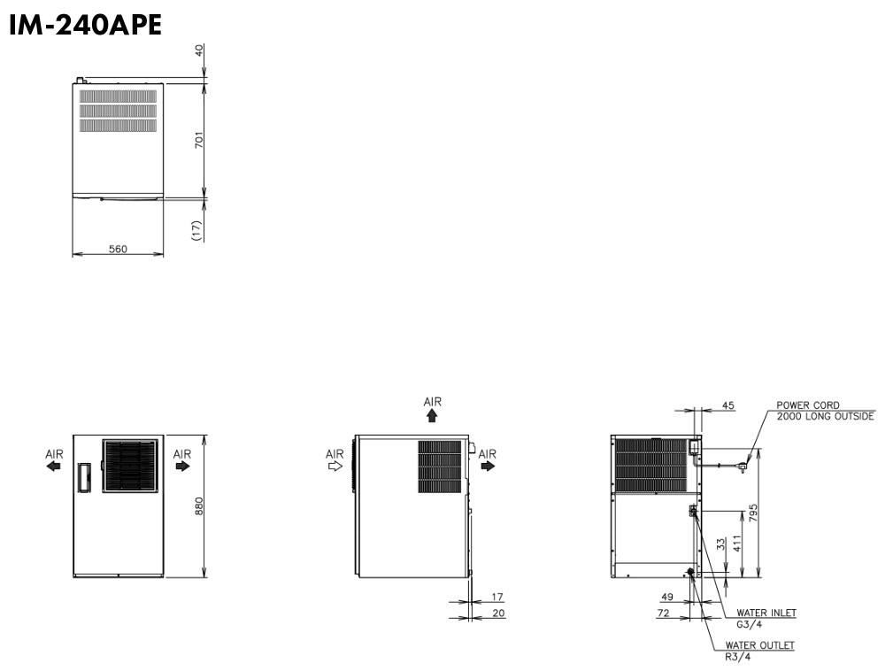 Hoshizaki IM-240APE - cube standard (28 x 28 x 32 mm) 185 kg