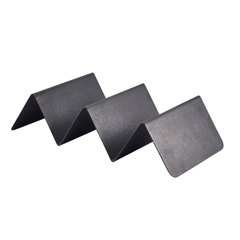 Support pour fast-food, acier inoxydable noir - 2 compartiments (12 pièces)