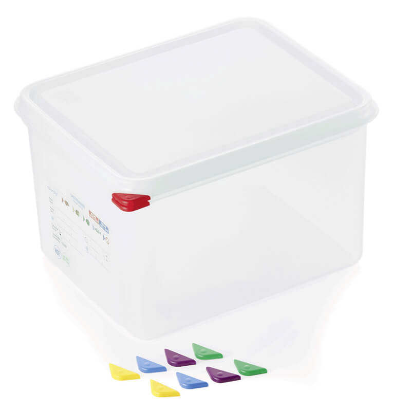 Récipient de stockage GN 1/2 Set avec couvercle, PP - 12,5 l / H 20 cm