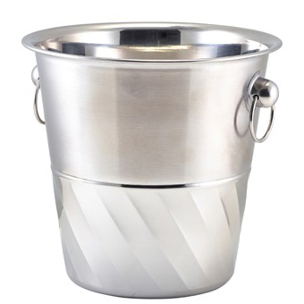 Rafraîchisseur de bouteille / Rafraîchisseur de vin, motif tourbillon en acier inoxydable, avec poignées annulaires - 20x21cm