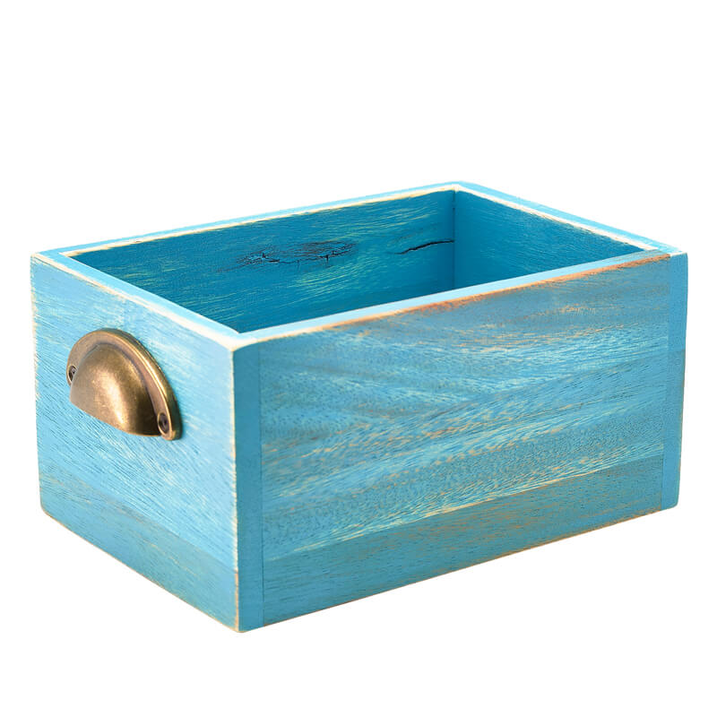 Tiroir de présentation, bois d'acacia, 21,5 x 15 x 11 cm - bleu