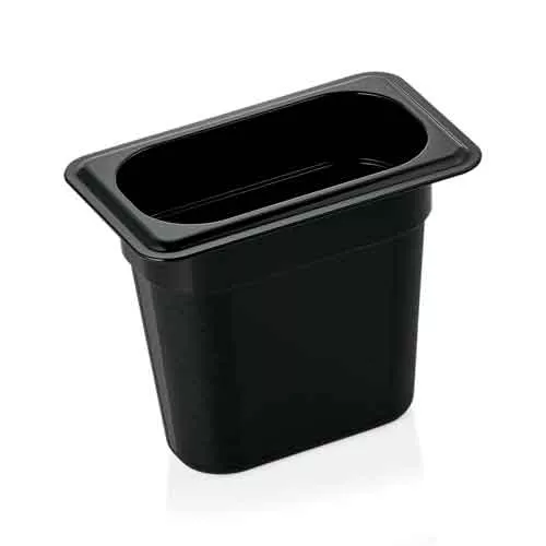 Récipient Gastro Norm 150mm de profondeur - PC noir (GN 1/9) Récipient Gastro Norm 150mm de profondeur - PC noir (GN 1/9)