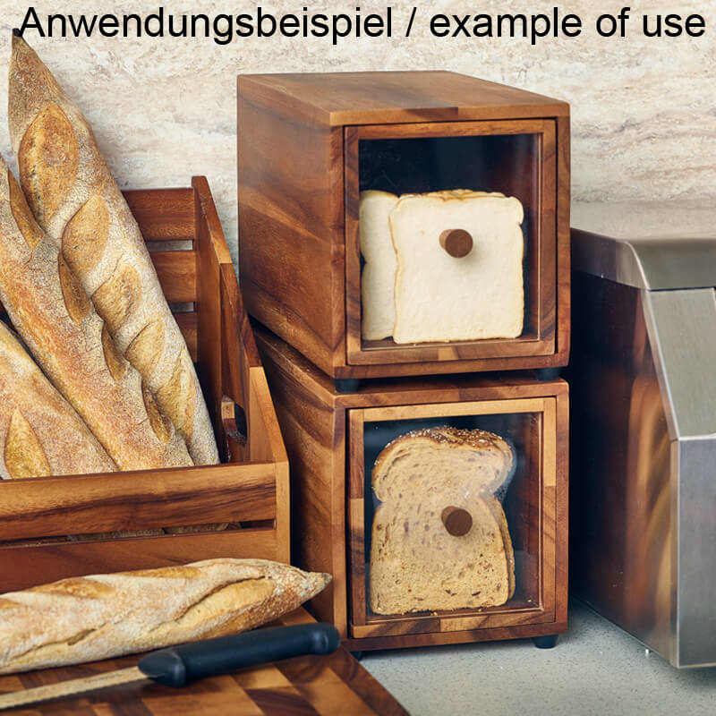 Boîte à pain en bois d'acacia - 17,6 x 32,5 x 19 cm (GN 1/3) Boîte à pain en bois d'acacia - 17,6 x 32,5 x 19 cm (GN 1/3)