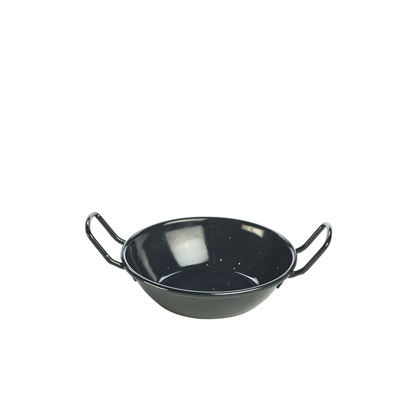 Bol en émail avec anses, noir - 14 cm/360 ml (6 pièces)
