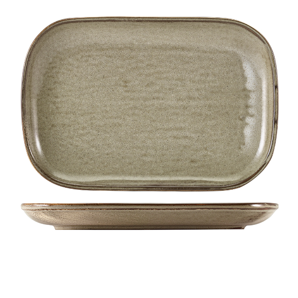 Assiette rectangulaire Terra Smoke Grey – 34,5 × 23,5 cm (6 pcs)