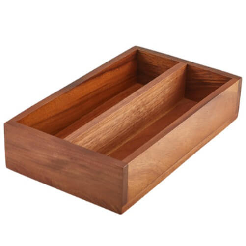 Range-couverts à 2 compartiments, bois d'acacia - 27,5x16,5x6cm Range-couverts à 2 compartiments, bois d'acacia - 27,5x16,5x6cm