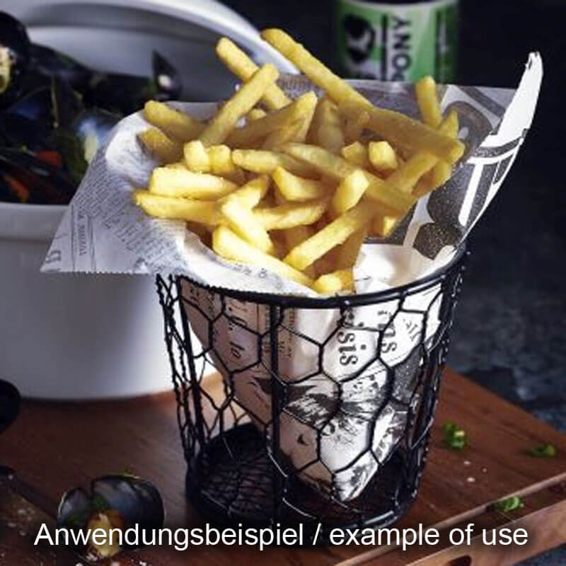 Sacs en papier résistants à la graisse, impression journal blanc - 17,5 x 17,5 cm (1000 pièces) Sacs en papier résistants à la graisse, impression journal blanc - 17,5 x 17,5 cm (1000 pièces)