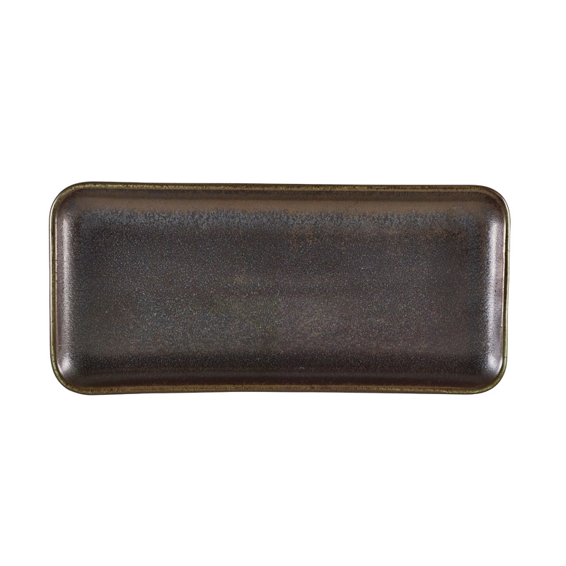 Plaque rectangulaire étroite Terra Cinder Black - 27 x 12,5 cm (6 pcs)