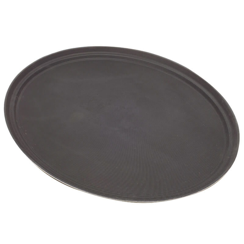Plateau de service ovale, fibre de verre antidérapante, noir - 58,5 x 78,7 cm