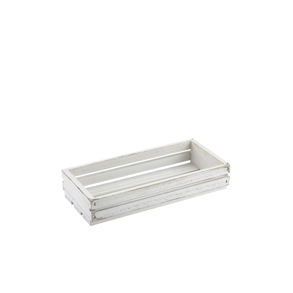 Caisse en bois rustique, blanc lavé - 25 x 12 x 5 cm