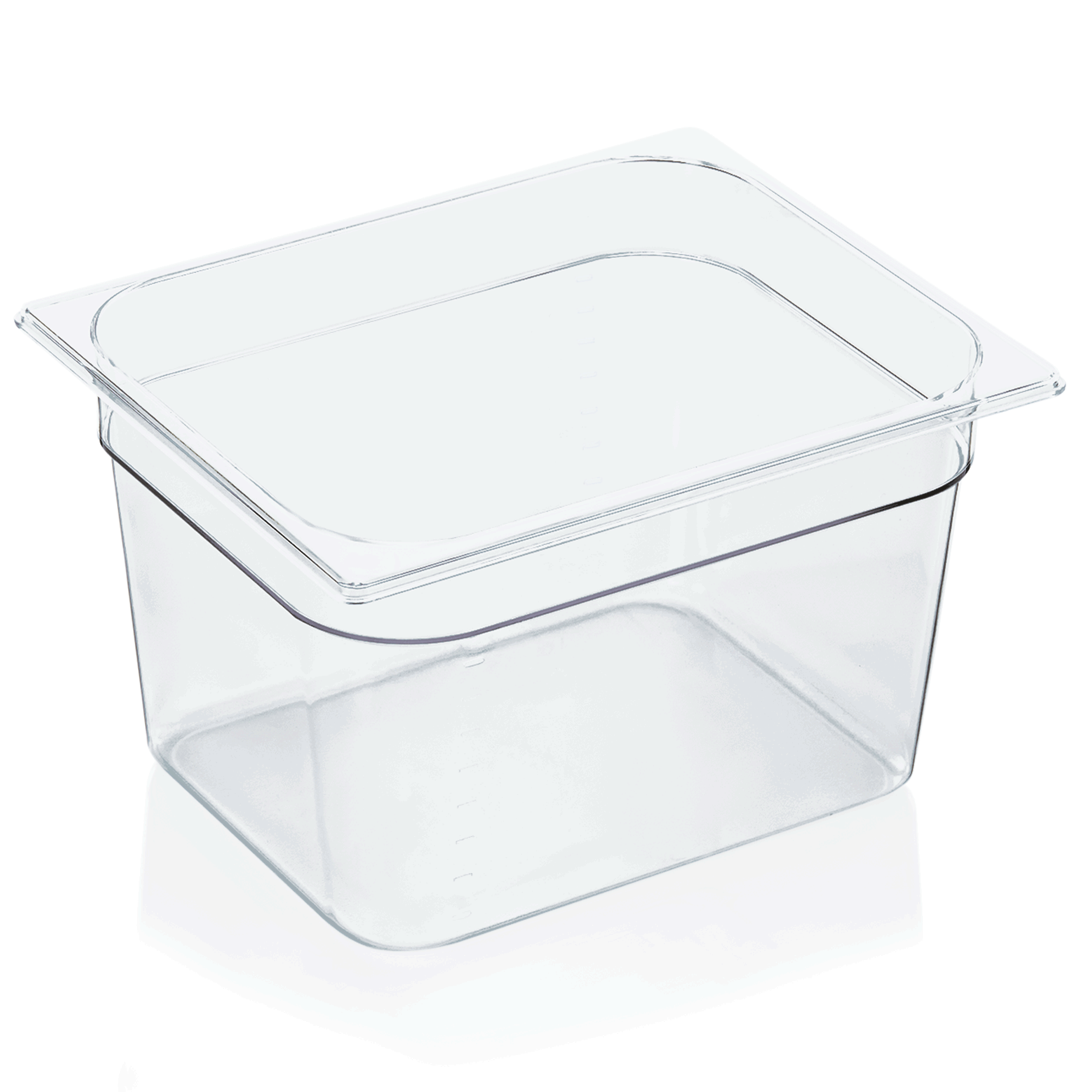 GN 1/2 récipient avec graduation, polycarbonate transparent - H 20 cm (série GN 94) GN 1/2 récipient avec graduation, polycarbonate transparent - H 20 cm (série GN 94)