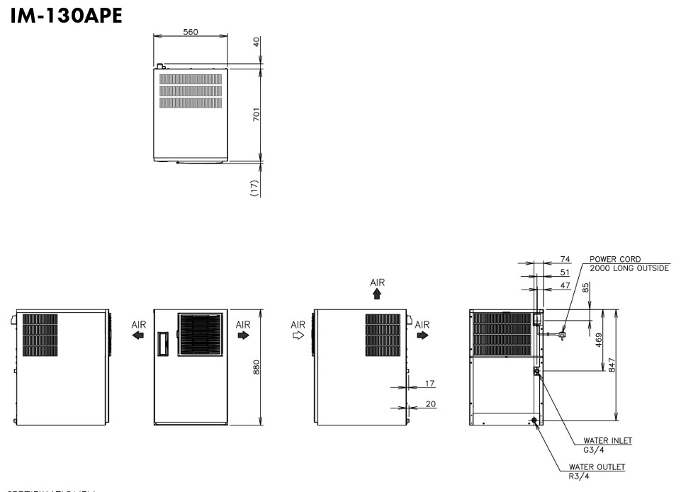 Hoshizaki IM-130APE - cube standard (28 x 28 x 32 mm) 102 kg Hoshizaki IM-130APE - cube standard (28 x 28 x 32 mm) 102 kg