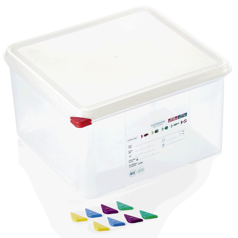 Récipient de stockage GN 2/3 avec couvercle, PP - 19 l / H 20 cm