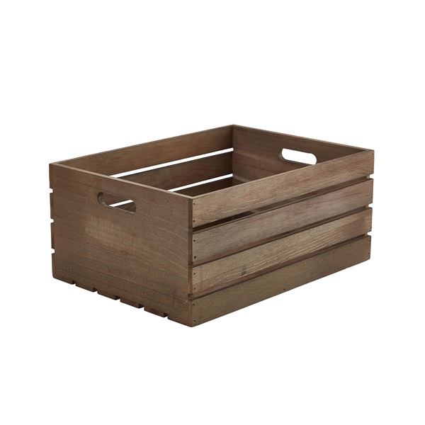 Caisse en bois rustique foncé - 41 x 30 x 18 cm