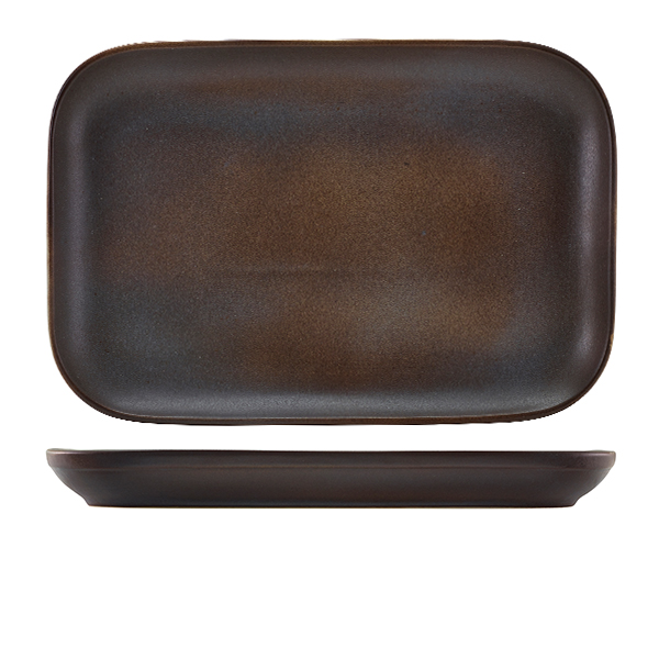 Assiette rectangulaire Antigo Grès bronze antique – 34,5 x 23,5 cm (6 pcs)