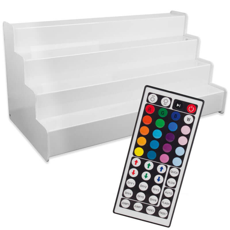 Présentoir à bouteilles en forme d'escalier 1000x440mm - LED multicolore Présentoir à bouteilles en forme d'escalier 1000x440mm - LED multicolore