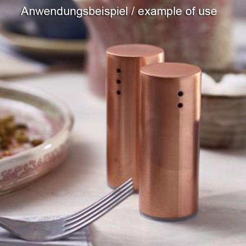Salière et poivrière, acier inoxydable, couleur cuivre - 7,5 cm (1 set)