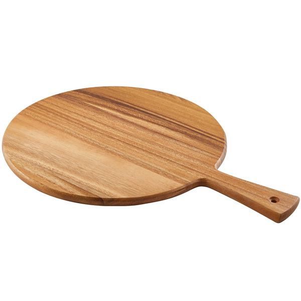 Planche à pizza / paddleboard ronde, bois d'acacia - 36 x 50 x 1,5 cm