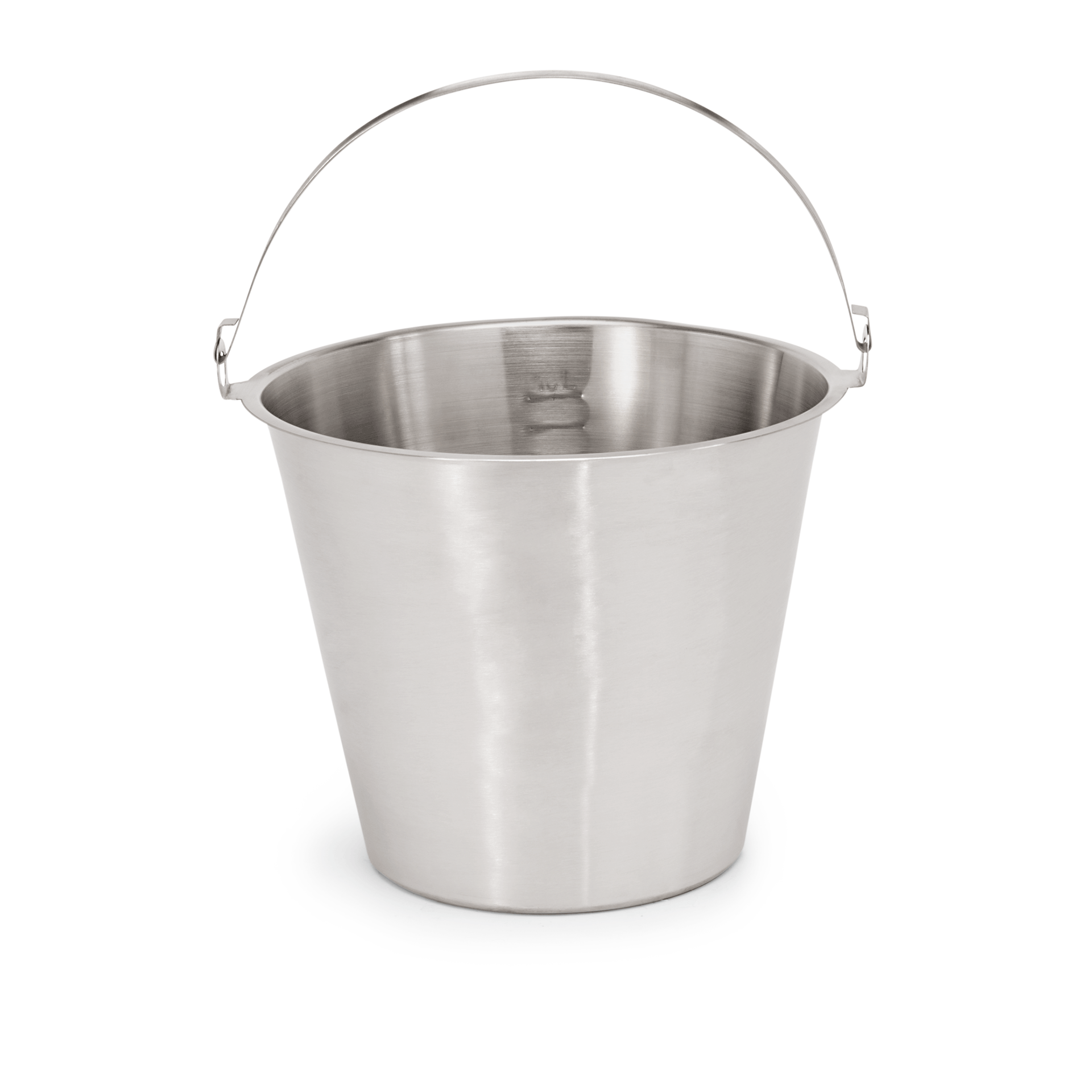 Seau en acier au chrome-nickel avec graduation de 1 à 10 l