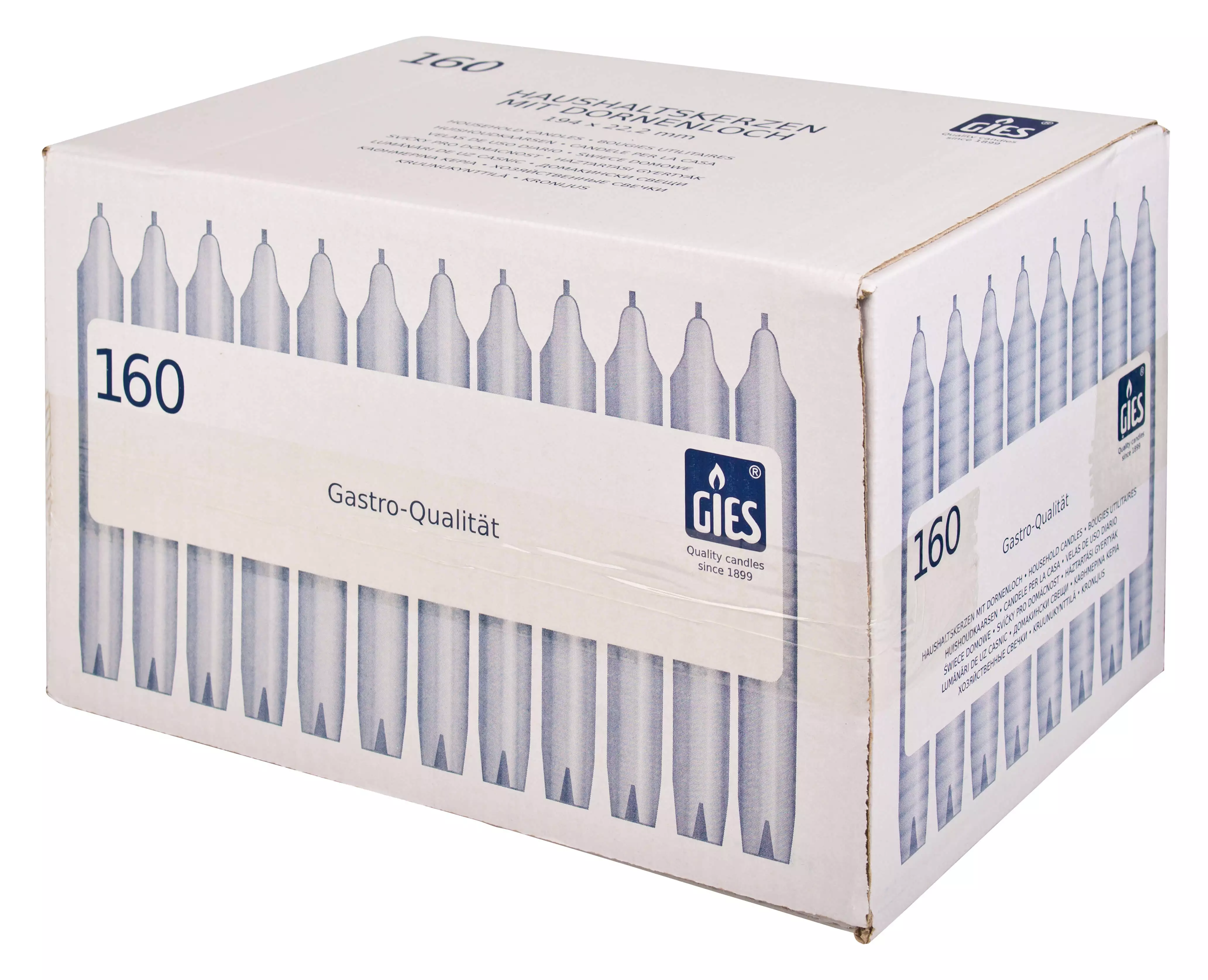 Bougies de ménage avec trou pour le bouchon, Gies, 19,4x2,2cm - blanches (160 pièces) Bougies de ménage avec trou pour le bouchon, Gies, 19,4x2,2cm - blanches (160 pièces)