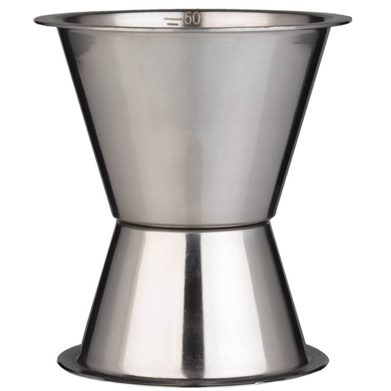 Double mesure de bar 30/50ml, graduation - Acier inoxydable Double mesure de bar 30/50ml, graduation - Acier inoxydable