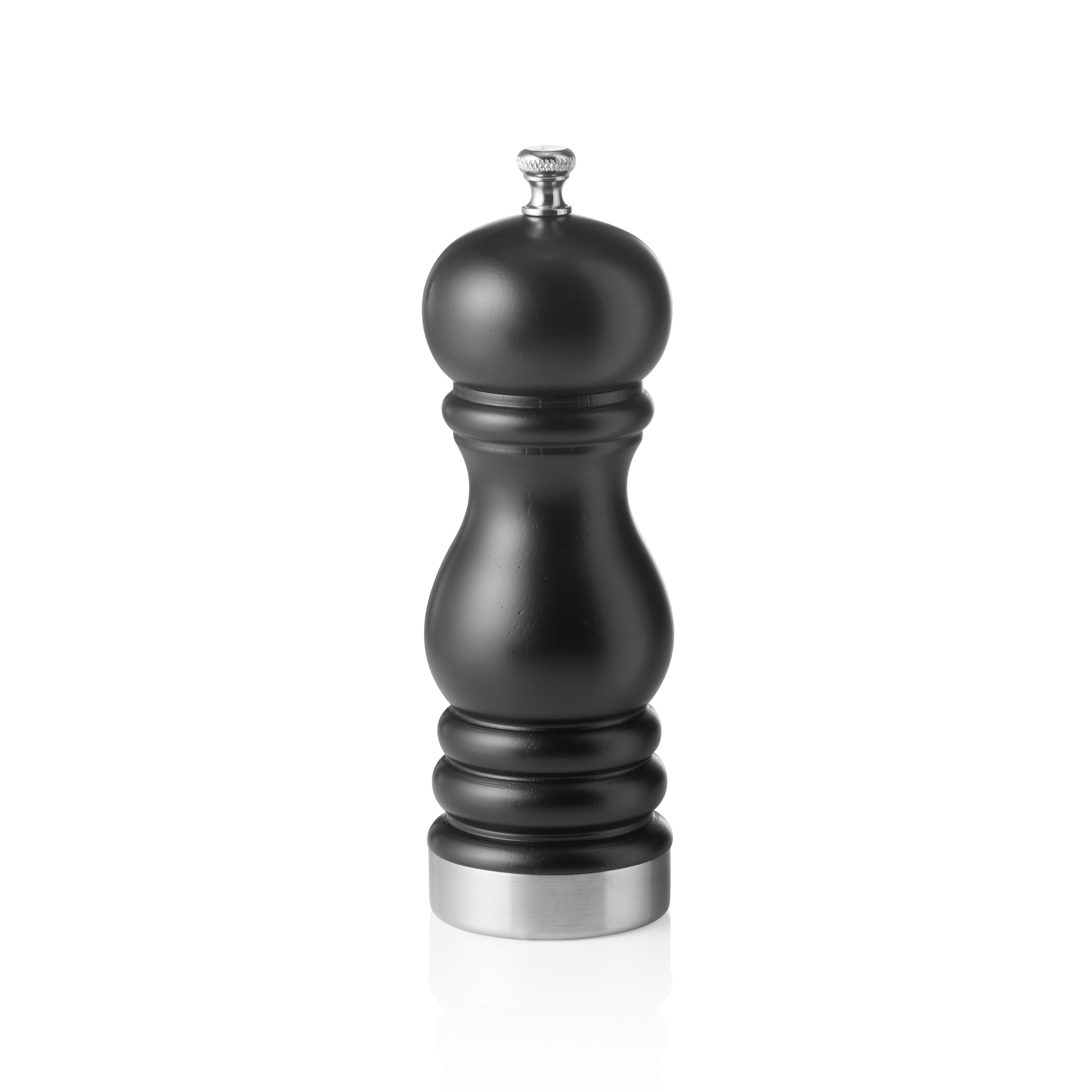 Moulin à poivre en bois d'hévéa noir mat - 15 cm Moulin à poivre en bois d'hévéa noir mat - 15 cm