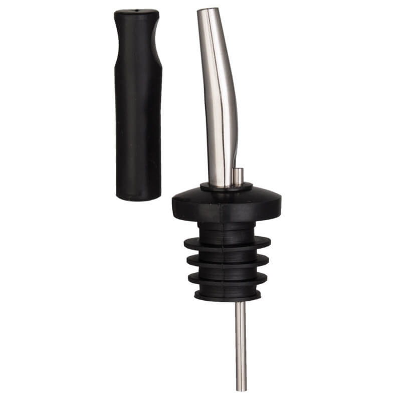 Bec verseur + capuchon anti-poussière noir - acier inoxydable (6 pièces)