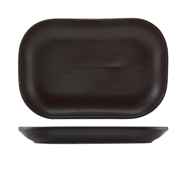 Assiette rectangulaire Antigo Grès bronze antique – 29 x 19,5 cm (6 pcs)