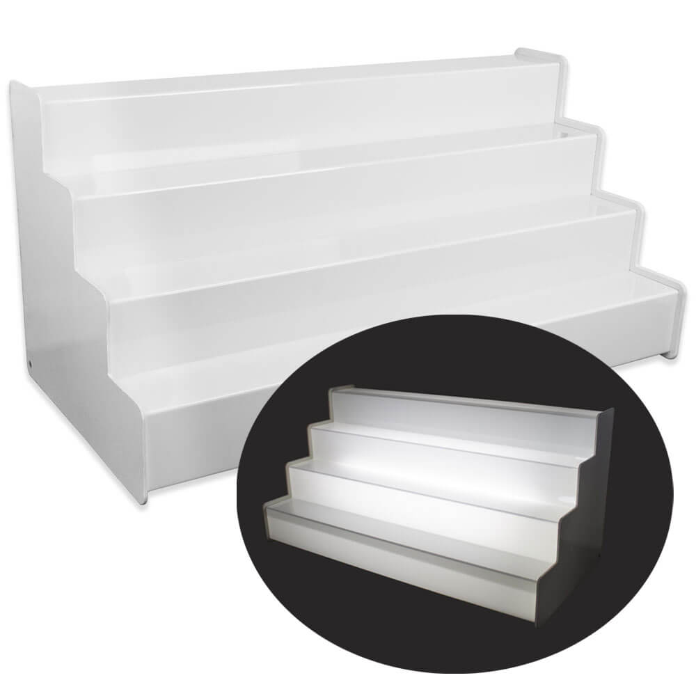 Présentoir à bouteilles en forme d'escalier 1000x440mm - LED blanc Présentoir à bouteilles en forme d'escalier 1000x440mm - LED blanc