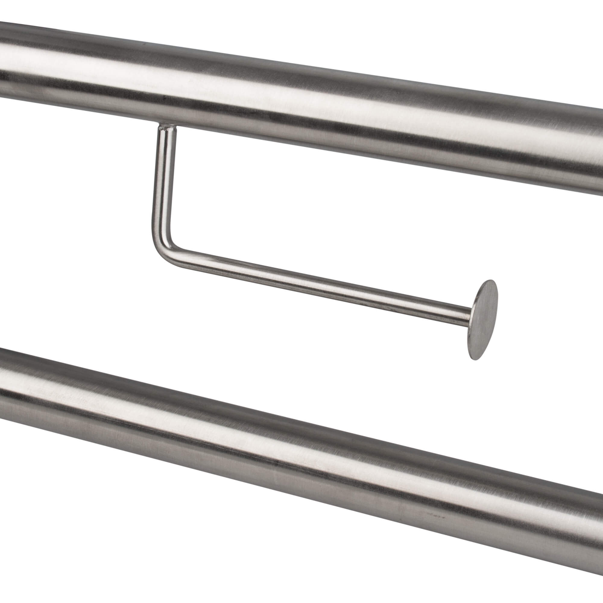 Main courante pliable avec support papier toilette, inox, en forme d'arc - 73cm