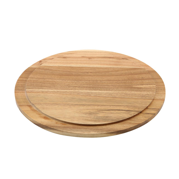 Plateau à gâteaux / plateau de service rond, bois d'acacia - 33 cm
