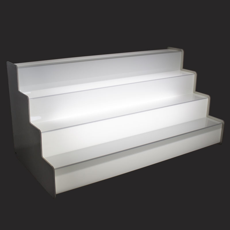 Présentoir à bouteilles en forme d'escalier 1000x440mm - LED multicolore Présentoir à bouteilles en forme d'escalier 1000x440mm - LED multicolore