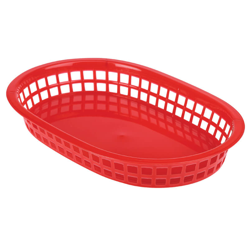 Corbeille de table / corbeille fast-food, PP, 27,5 x 17,5 cm - rouge (6 pièces)