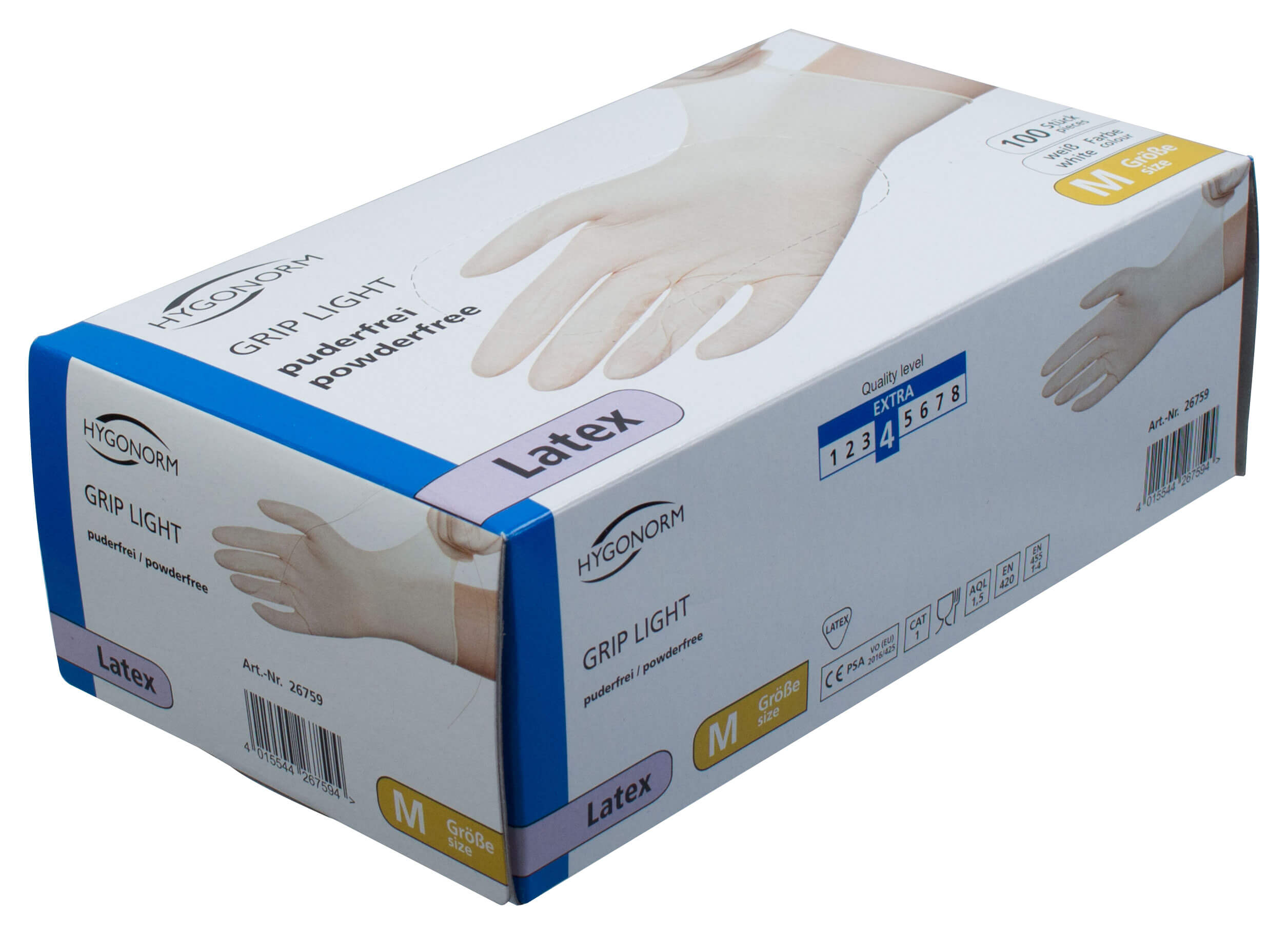 Gants en latex blanc, non poudrés - M (100 pcs)