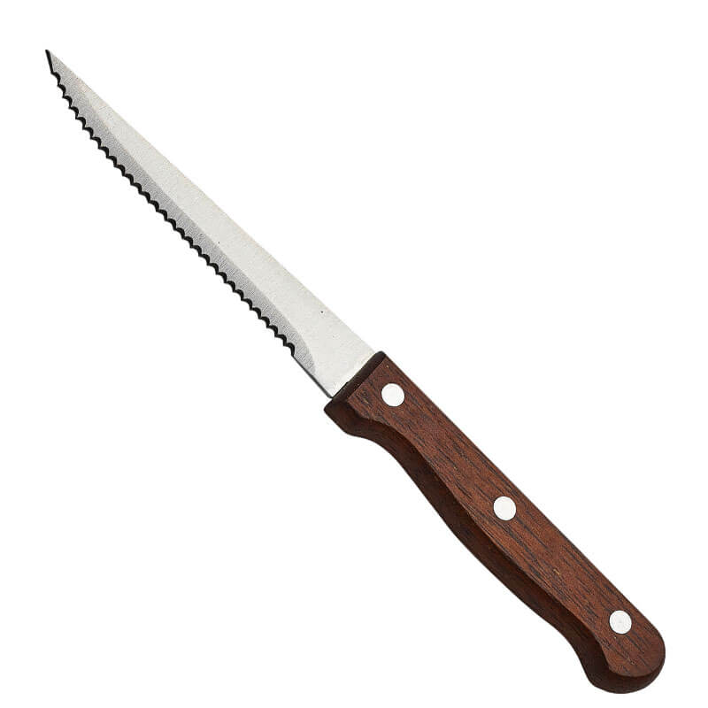 Couteaux à steak avec manche en bois - 21,5 cm (12 pièces)
