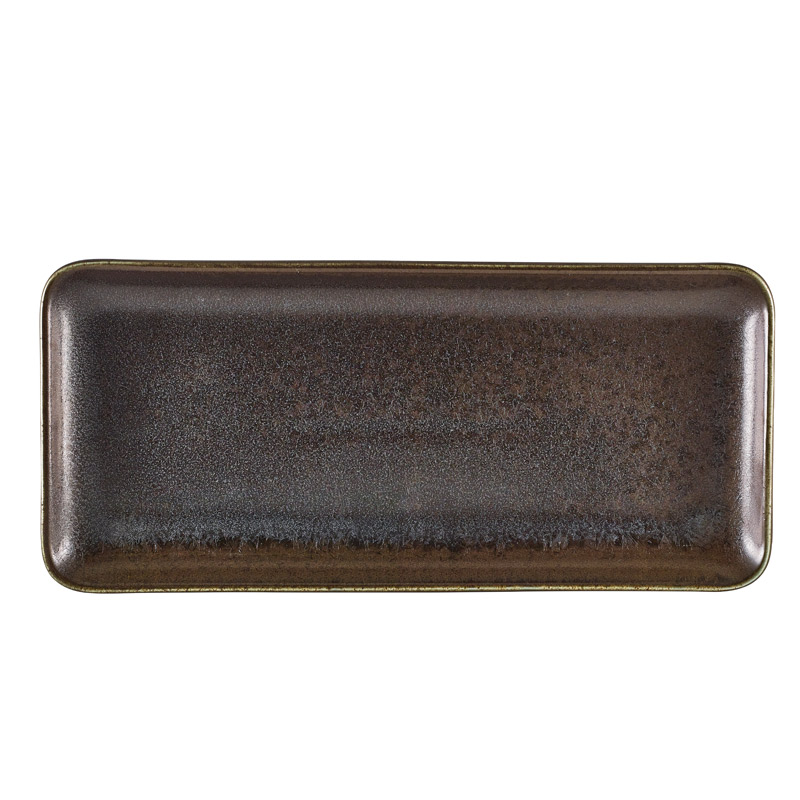Plaque rectangulaire étroite Terra Cinder Black - 31 x 14 cm (6 pcs)