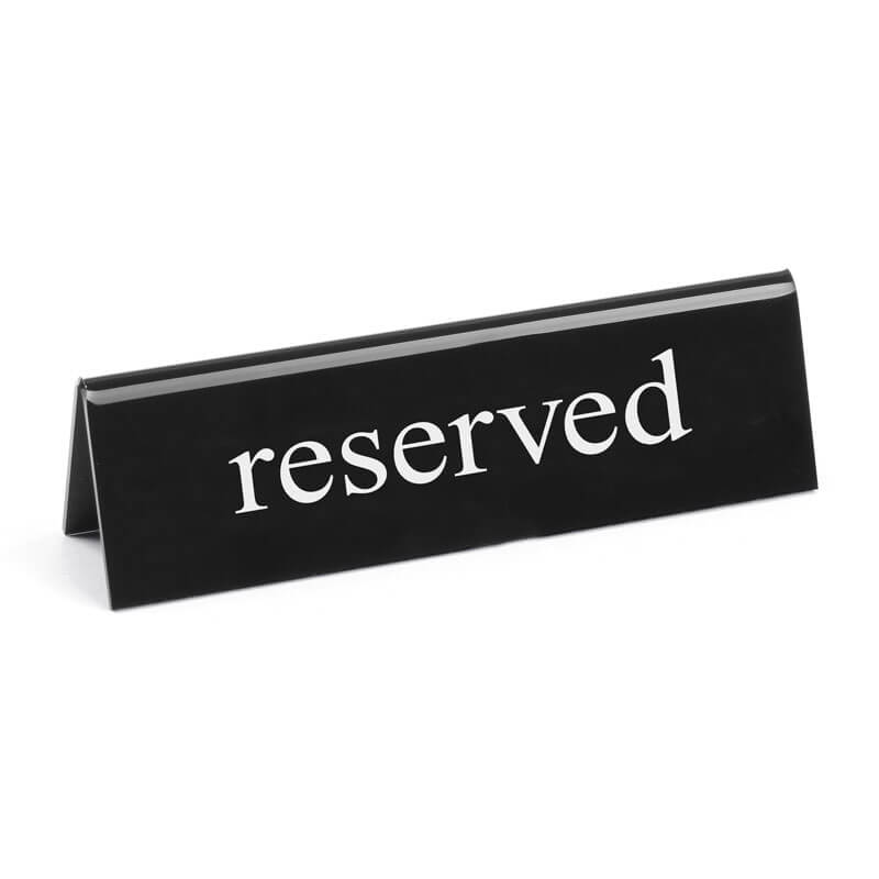 Présentoir de table en plastique noir et blanc - RESERVED