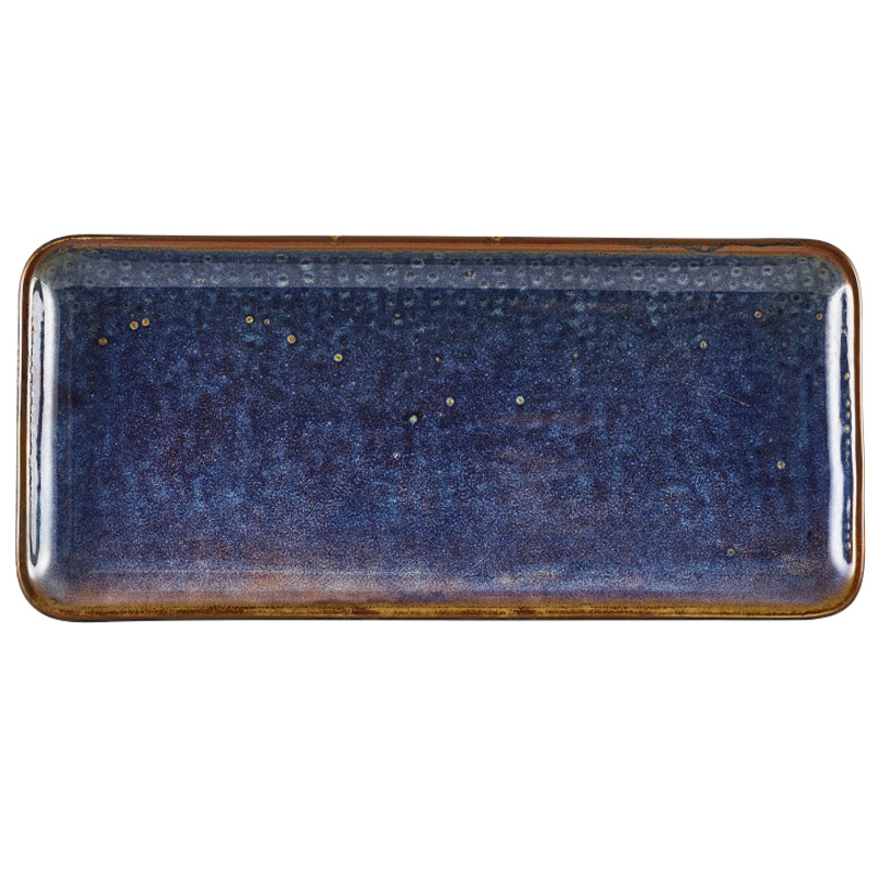 Plaque rectangulaire étroite Terra Aqua Blue – 31 × 14 cm (6 pcs)