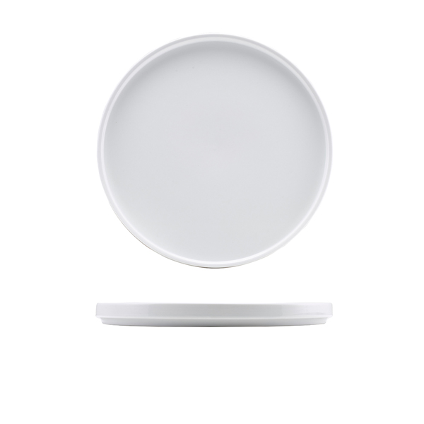 Assiettes de présentation à bord bas Porcelaine blanche – 25 cm (6 pcs)