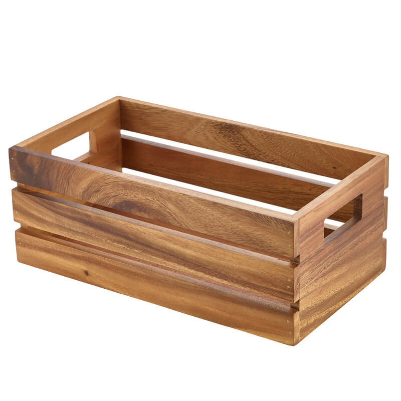 Caisse en bois / rehausse pour buffet, bois d'acacia - 32,5 x 18 x 12,3 cm (GN 1/3)