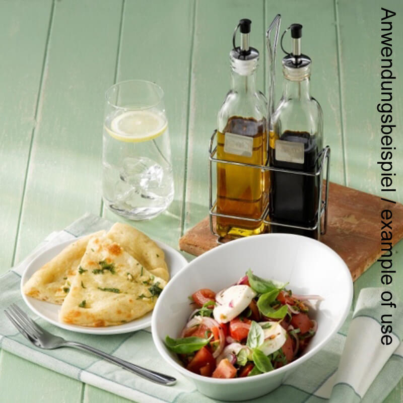 Bouteilles à huile et vinaigre avec support - verre, métal Bouteilles à huile et vinaigre avec support - verre, métal